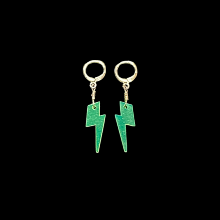 Neon Green Thunder Earrings ⚡️🌎